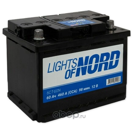 Аккумулятор Lights of Nord 60 А/ч прямая L+ 242x175x190 EN460 А купить 4 511 ₽